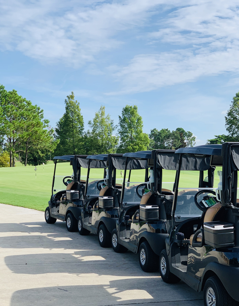 Golf carts lined up